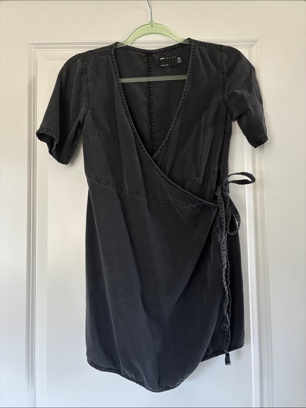 ASOS Women’s Black Wrap Dress with Short Sleeves